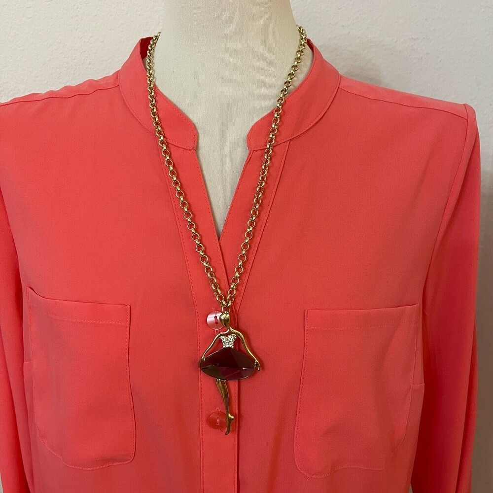 Gold-tone Chain Ballerina Rhinestones Fashion Jewelry Necklace